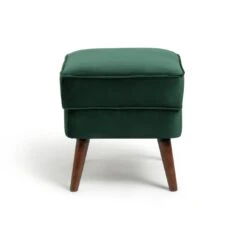 Habitat Callie Velvet Footstool - Forest Green