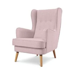 Habitat Callie Fabric Wingback Chair - Blush Pink -Chic Household Items 8839895 R Z002A