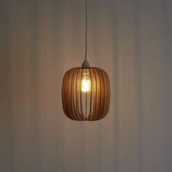 Habitat Achille Wooden Pendant Light - Natural -Chic Household Items 8874812 R Z002C
