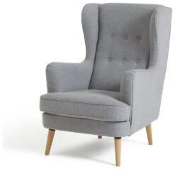 Habitat Callie Fabric Wingback Chair- Light Grey -Chic Household Items 8884950 R Z002A