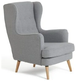 Habitat Callie Fabric Wingback Chair- Light Grey -Chic Household Items 8884950 R Z004A