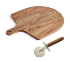 Habitat Industrial Wooden Pizza Board And Cutter Set 13 Habitat Industrial Wooden Pizza Board And Cutter Set -Chic Household Items 8885643 R Z007A