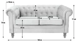 Habitat Chesterfield Velvet 2 Seater Sofa - Green -Chic Household Items 8889924 R E001