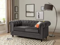 Habitat Chesterfield Velvet 2 Seater Sofa - Charcoal -Chic Household Items 8935782 R Z001C