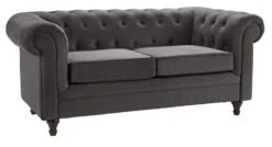 Habitat Chesterfield Velvet 2 Seater Sofa - Charcoal -Chic Household Items 8935782 R Z004A