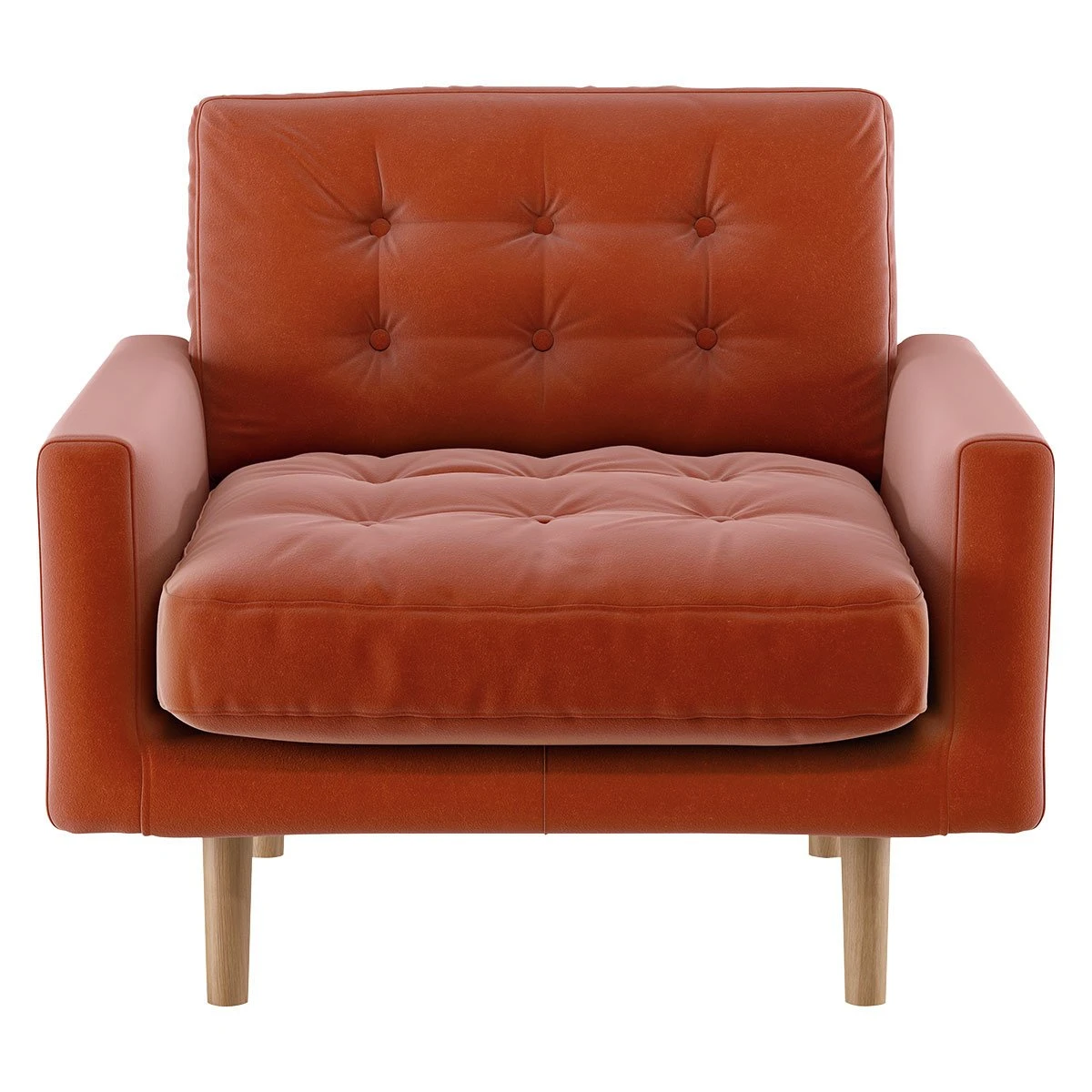Habitat Fenner Velvet Fabric Armchair - Orange 1 Habitat Fenner Velvet Fabric Armchair - Orange