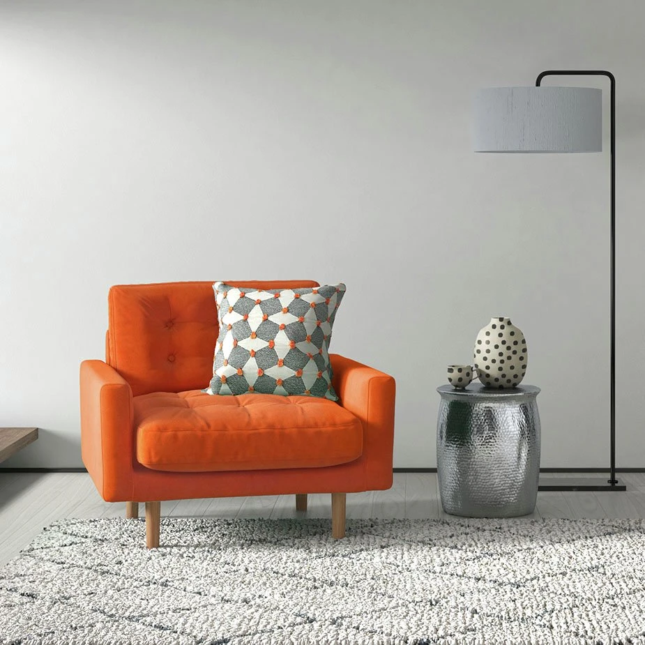 Habitat Fenner Velvet Fabric Armchair - Orange 2 Habitat Fenner Velvet Fabric Armchair - Orange - Image 2