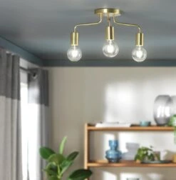 Habitat Rayner Steel 3 Light LED Flush Ceiling Light - Brass -Chic Household Items 9048946 R Z002C