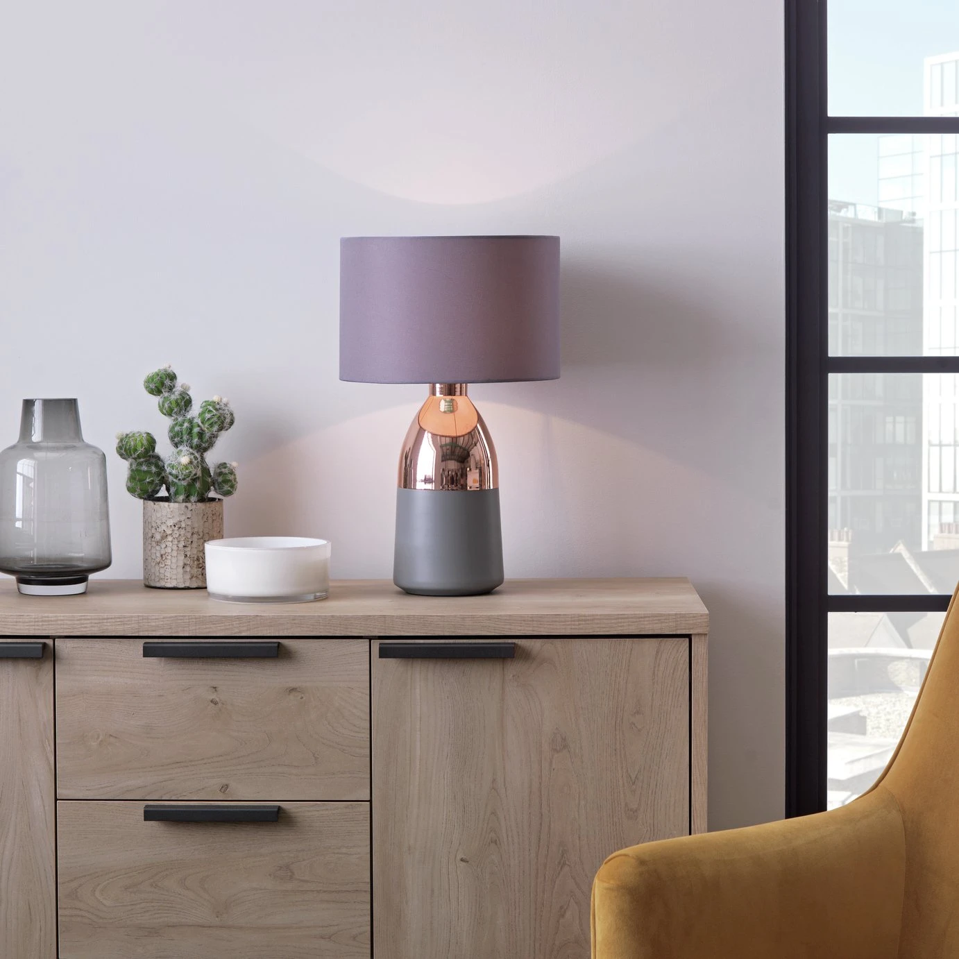 Habitat Pluto Touch Table Lamp - Copper & Grey 1 Habitat Pluto Touch Table Lamp - Copper & Grey