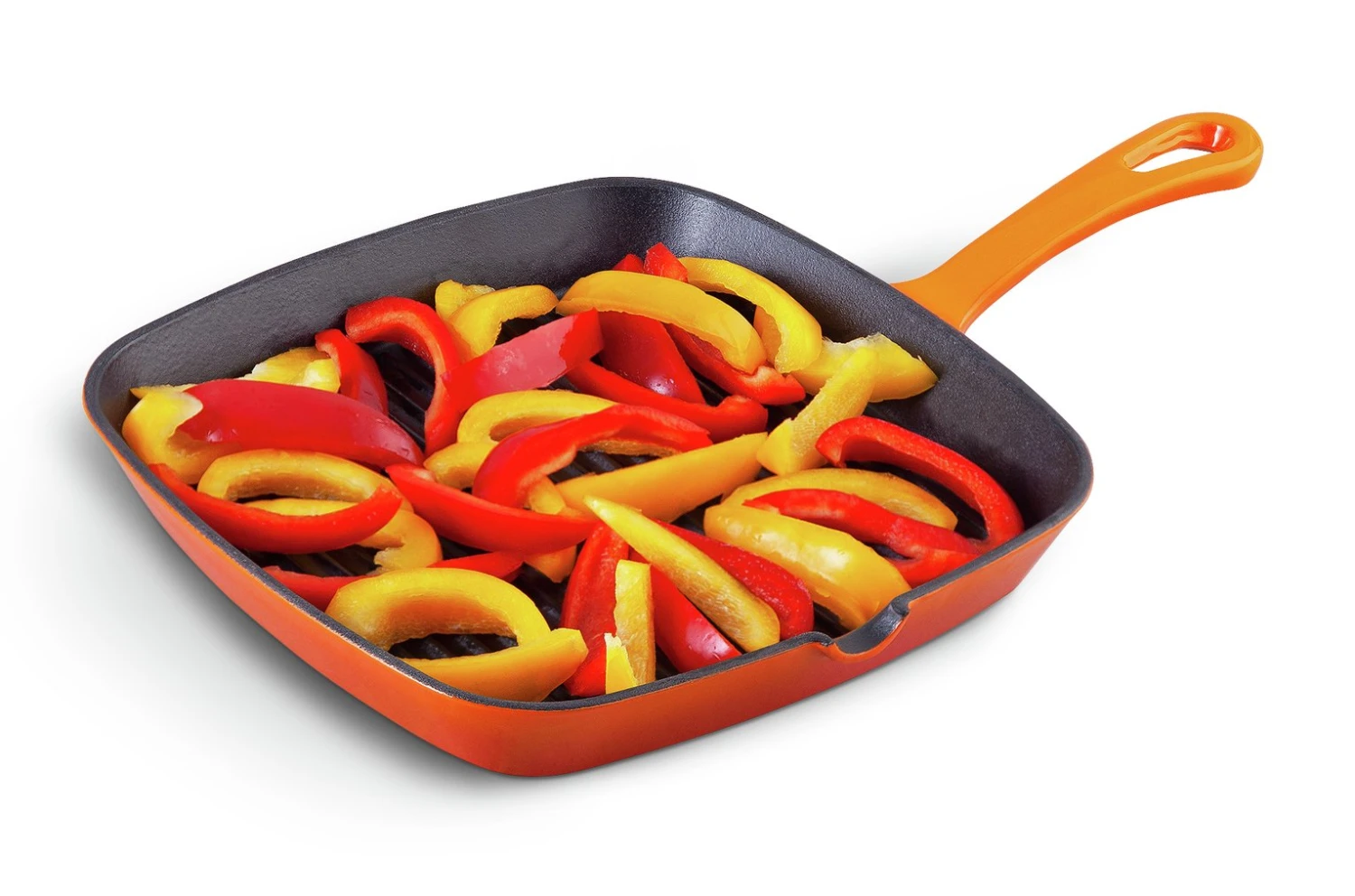 Habitat 23cm Cast Iron Griddle Pan - Orange 2 Habitat 23cm Cast Iron Griddle Pan - Orange - Image 2