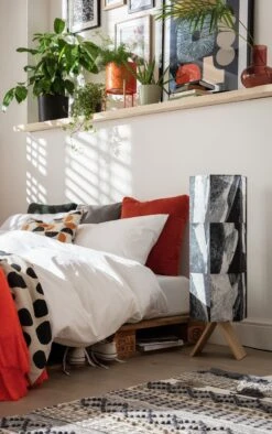 Habitat Whiteleaf Printed Column Floor Lamp - Black & White -Chic Household Items 9201910 R Z002C