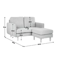 Habitat Remi Fabric 2 Seater Chaise Sofa In A Box - Charcoal -Chic Household Items 9202304 R Z020A