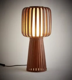 Habitat Achille Bamboo Table Lamp - Walnut & White -Chic Household Items 9202414 R Z002C