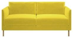 Habitat Hyde Velvet 2 Seater Sofa - Yellow