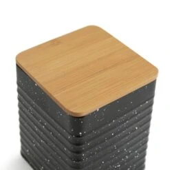 Habitat Set Of 5 Speckle Bamboo Storage - Black -Chic Household Items 9208212 R Z003A