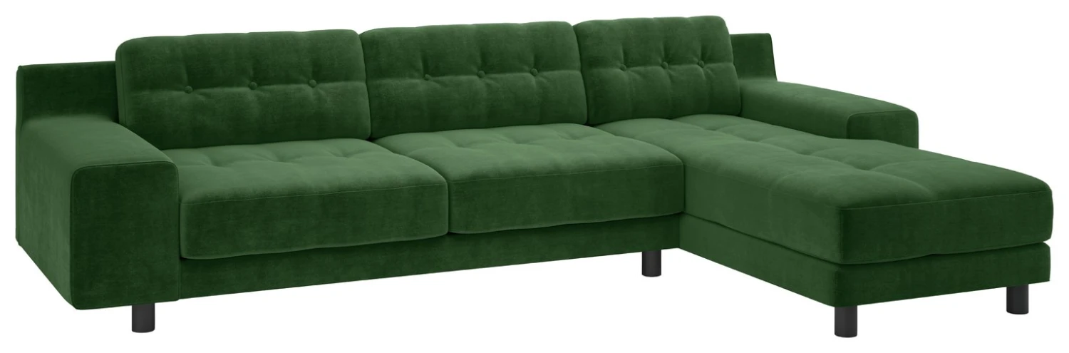 Habitat Hendricks Velvet Right Hand Corner Chaise Sofa-Green 1 Habitat Hendricks Velvet Right Hand Corner Chaise Sofa-Green