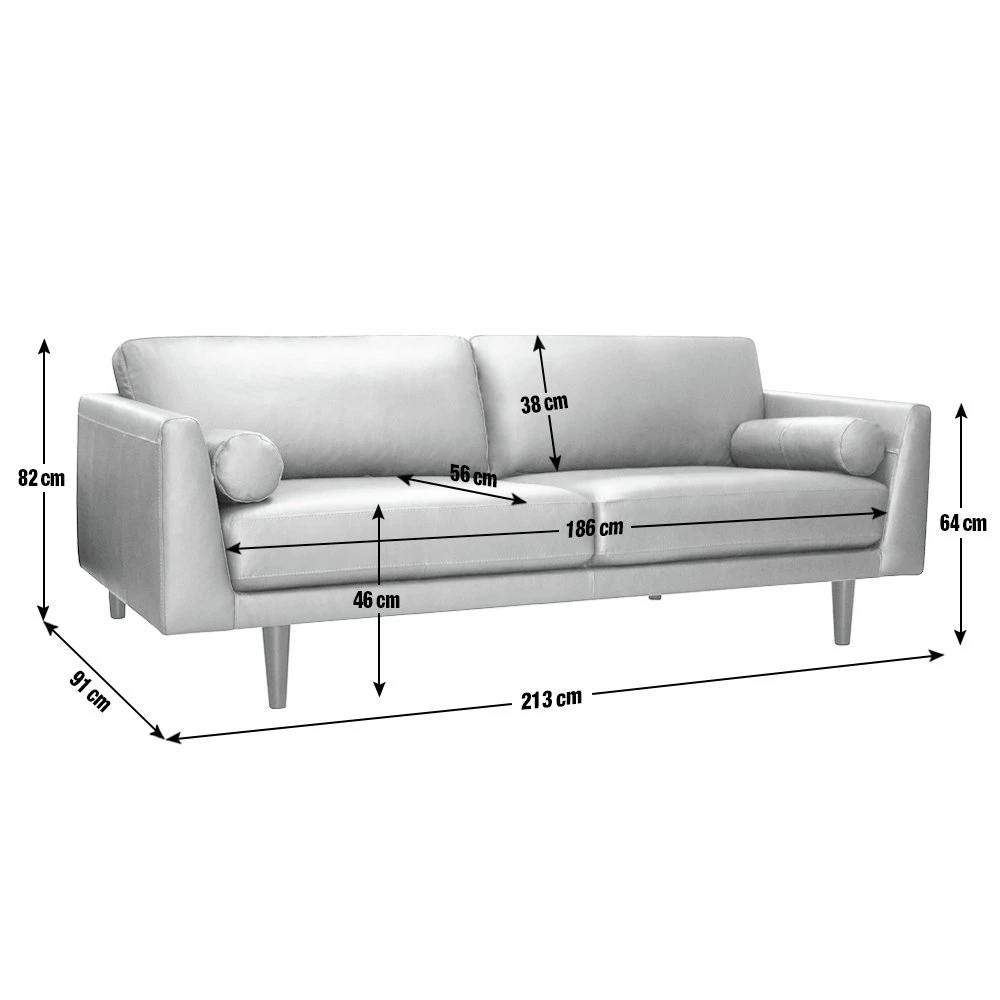 Habitat Jackson Leather 4 Seater Sofa - Grey 2 Habitat Jackson Leather 4 Seater Sofa - Grey - Image 2