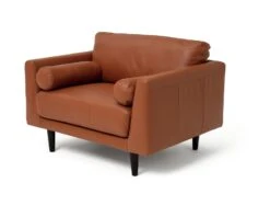 Habitat Jackson Leather Cuddle Chair - Tan -Chic Household Items 9309939 R Z002A