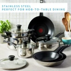 Tefal Jamie Oliver 24cm Non Stick Stainless Steel Frying Pan -Chic Household Items 9336373 R Z005A