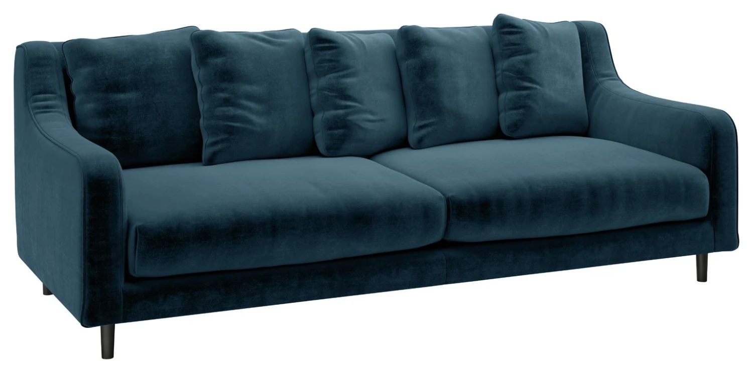 Habitat Swift Velvet 3 Seater Sofa - Blue 5 Habitat Swift Velvet 3 Seater Sofa - Blue - Image 5