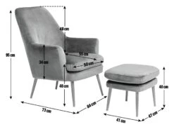 Habitat Celine Velvet Wingback Chair With Footstool-Charcoal -Chic Household Items 9401019 R E001