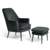 Habitat Celine Velvet Wingback Chair With Footstool-Charcoal