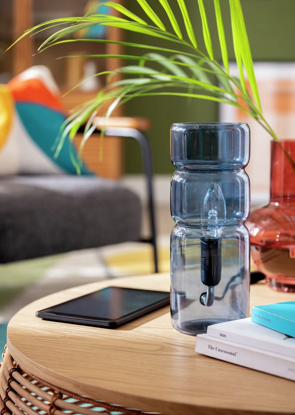 Habitat Parr Glass Column Table Lamp - Blue 7 Habitat Parr Glass Column Table Lamp - Blue - Image 7