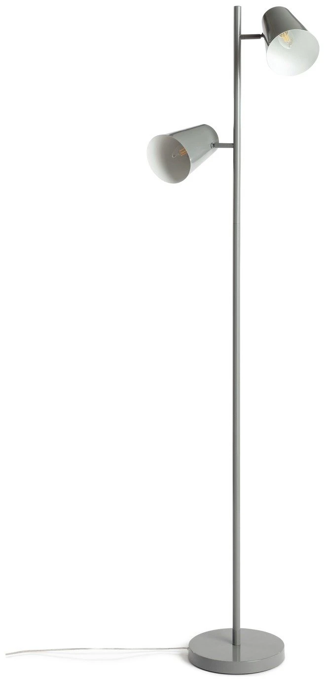 Habitat Iras Double Head Floor Lamp - Grey 2 Habitat Iras Double Head Floor Lamp - Grey - Image 2