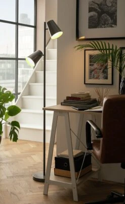 Habitat Iras Double Head Floor Lamp - Grey 17 Habitat Iras Double Head Floor Lamp - Grey -Chic Household Items 9404779 R Z002C