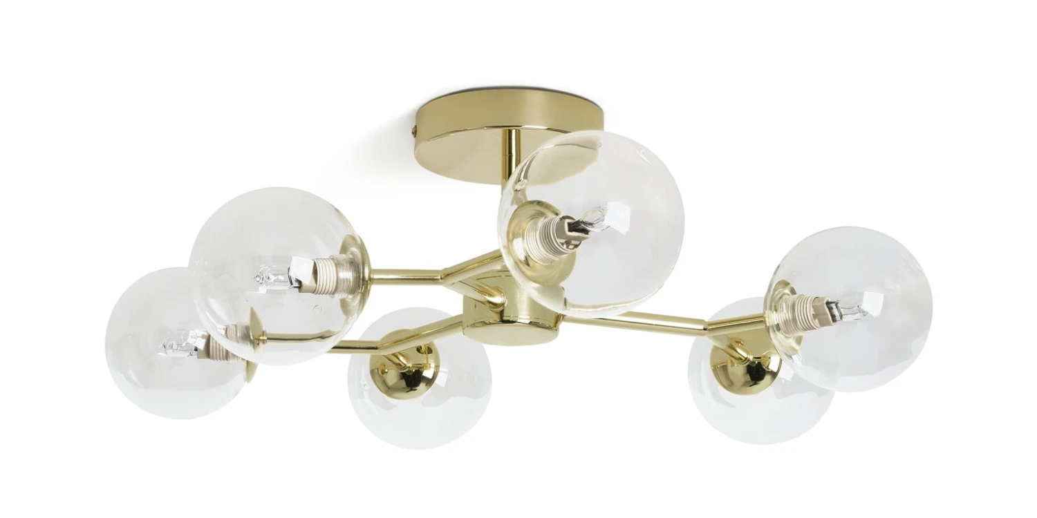 Habitat Molecular 6 Light Metal Flush Ceiling Light - Brass 2 Habitat Molecular 6 Light Metal Flush Ceiling Light - Brass - Image 2
