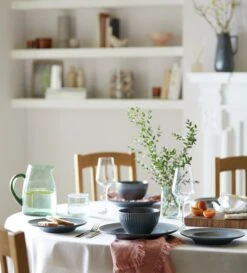 Habitat 12 Piece Stoneware Felicity Dinner Set - Blue -Chic Household Items 9410251 R Z002C