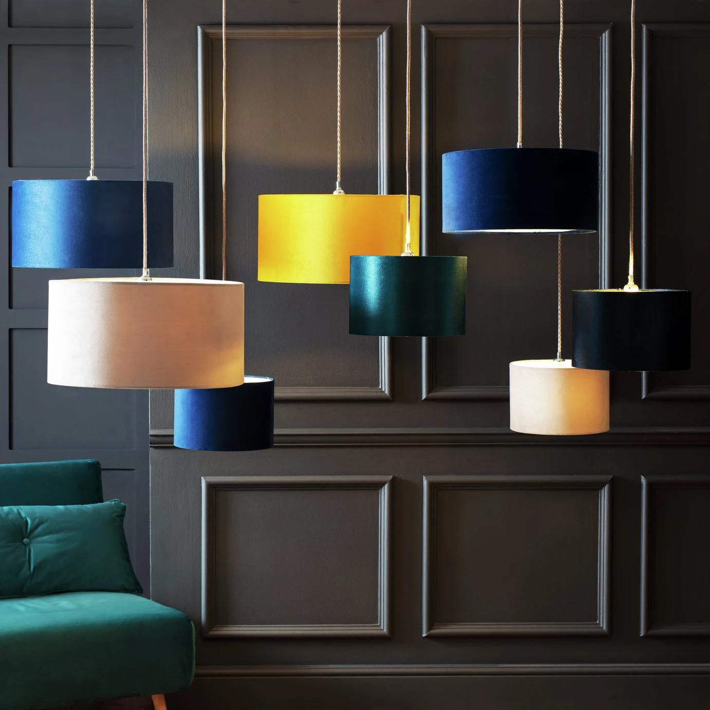 Habitat 40cm Velvet Shade - Navy 9 Habitat 40cm Velvet Shade - Navy - Image 9