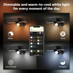 Philips Hue Centris 3 Light Flush To Ceiling Light - Black -Chic Household Items 9455072 R Z005A