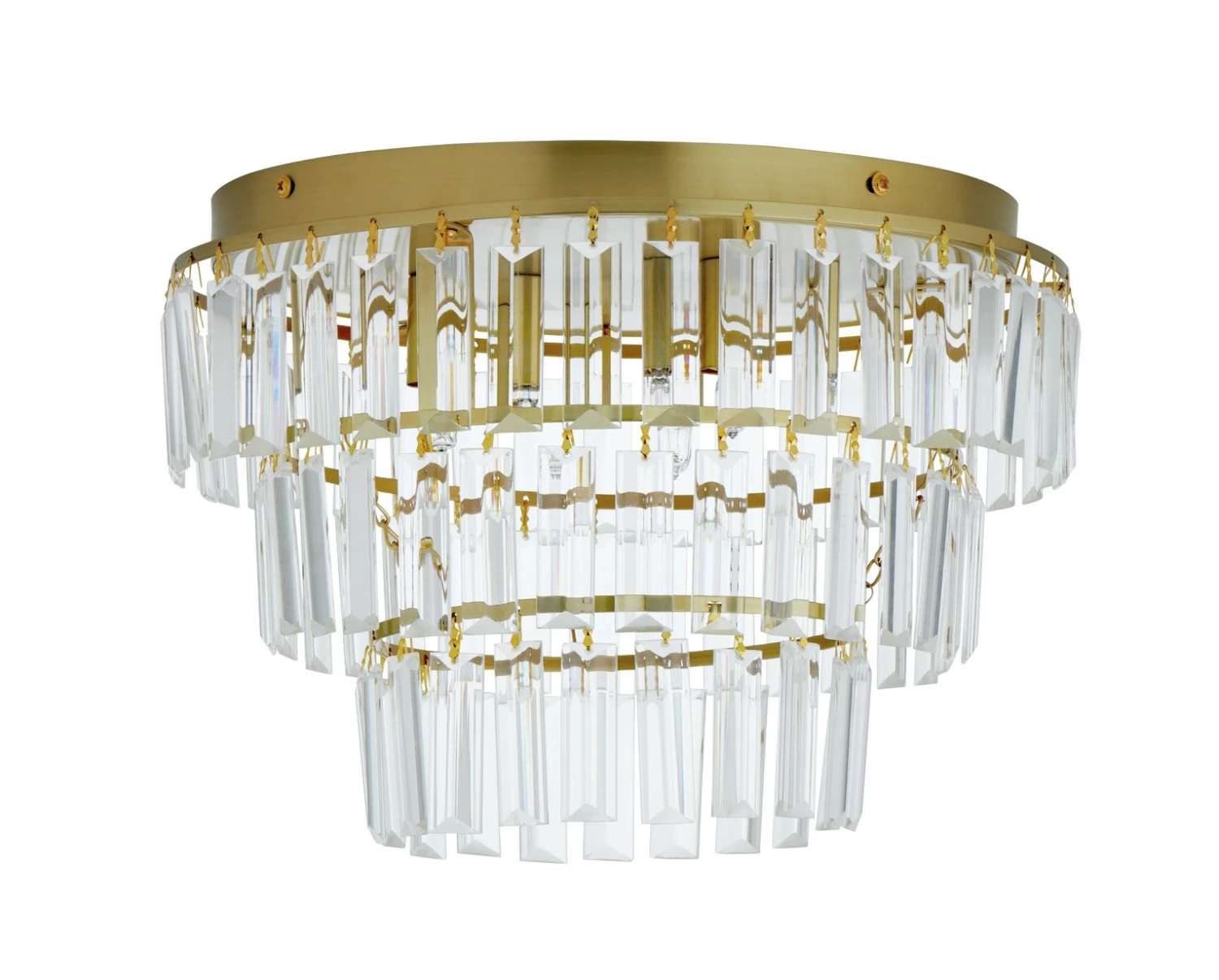 Habitat Presley Glass 3 Tier Flush To Ceiling Light - Brass 2 Habitat Presley Glass 3 Tier Flush To Ceiling Light - Brass - Image 2