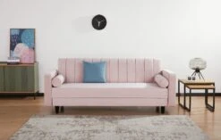 Habitat Preston Clic Clac Velvet Sofa Bed - Pink -Chic Household Items 9478255 R Z003C