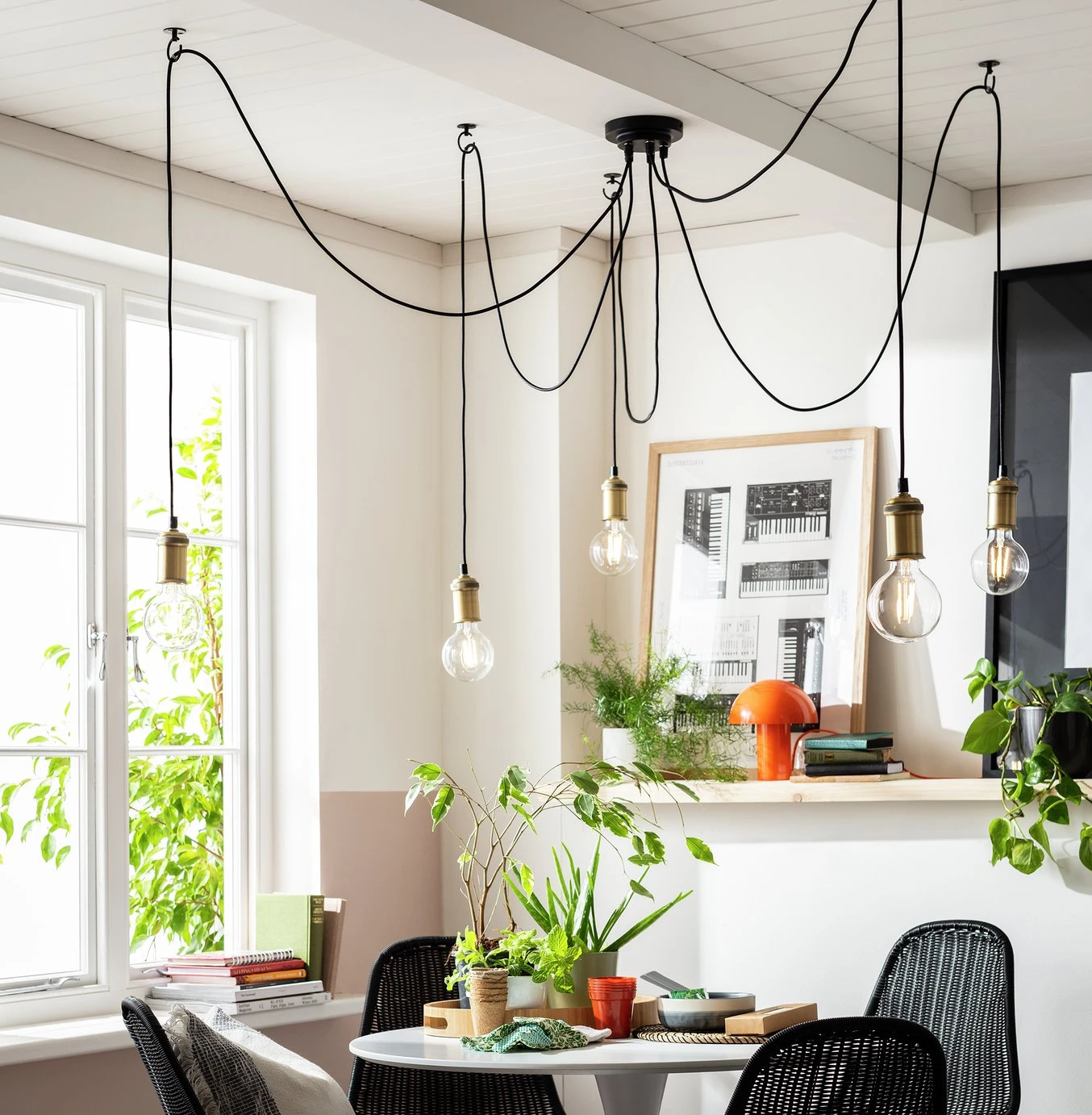 Habitat Nyos Spider 5 Light Chandelier - Black & Brass 1 Habitat Nyos Spider 5 Light Chandelier - Black & Brass