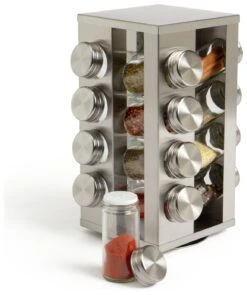 Habitat 16 Jar Stainless Steel Revolving Spice Rack -Chic Household Items 9491153 R Z003A