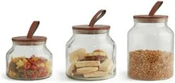Habitat Set Of 3 Glass Jar Set -Chic Household Items 9491672 R Z004A
