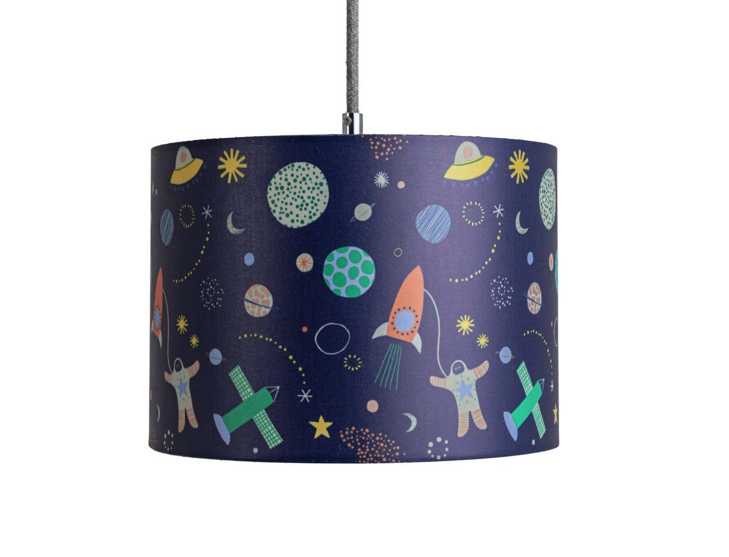 Habitat Kids Space Glow In The Dark 25cm Drum Shade - Blue 2 Habitat Kids Space Glow In The Dark 25cm Drum Shade - Blue - Image 2