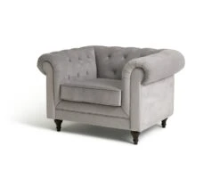 Habitat Chesterfield Velvet Armchair - Light Grey 11 Habitat Chesterfield Velvet Armchair - Light Grey -Chic Household Items 9513402 R Z002A