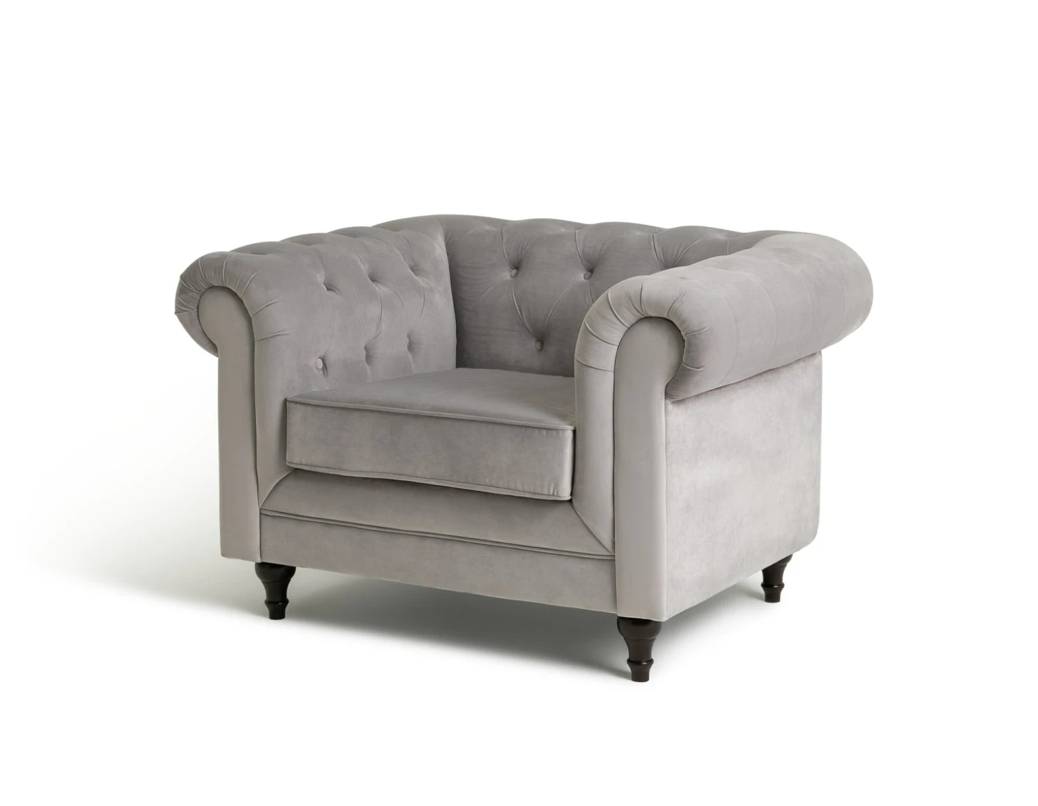 Habitat Chesterfield Velvet Armchair - Light Grey 3 Habitat Chesterfield Velvet Armchair - Light Grey - Image 3