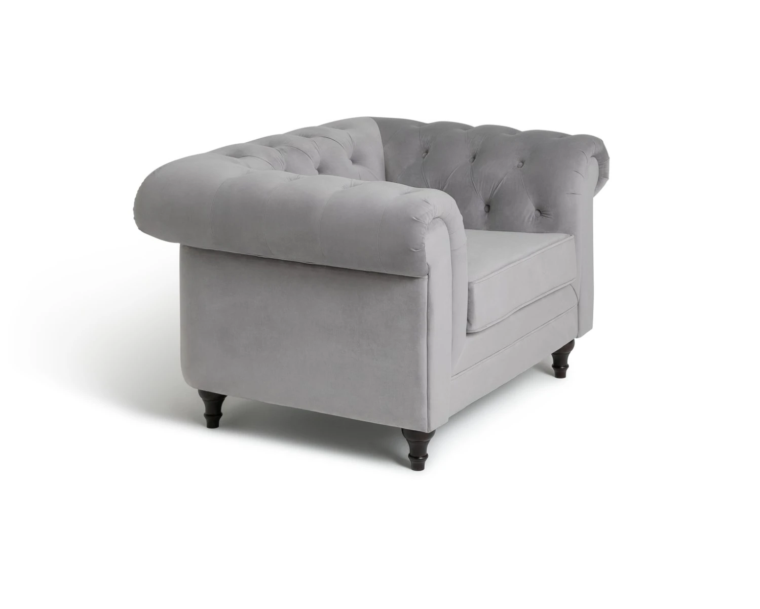 Habitat Chesterfield Velvet Armchair - Light Grey 5 Habitat Chesterfield Velvet Armchair - Light Grey - Image 5