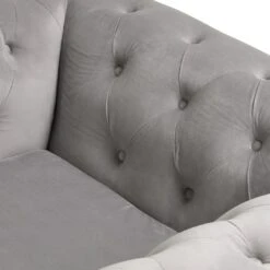 Habitat Chesterfield Velvet Armchair - Light Grey 14 Habitat Chesterfield Velvet Armchair - Light Grey -Chic Household Items 9513402 R Z005A