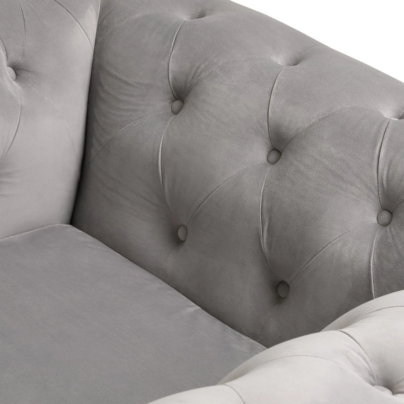 Habitat Chesterfield Velvet Armchair - Light Grey 6 Habitat Chesterfield Velvet Armchair - Light Grey - Image 6