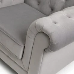Habitat Chesterfield Velvet Armchair - Light Grey 15 Habitat Chesterfield Velvet Armchair - Light Grey -Chic Household Items 9513402 R Z006A