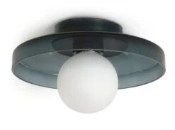 Habitat Jonna Bathroom Flush Ceiling Light -Dark Blue &Glass -Chic Household Items 9518799 R Z001C