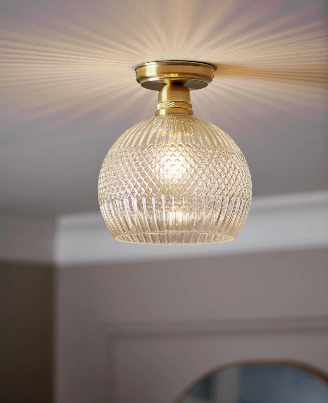 Habitat Perses Cut Glass And Brass Flush To Ceiling Light 1 Habitat Perses Cut Glass And Brass Flush To Ceiling Light