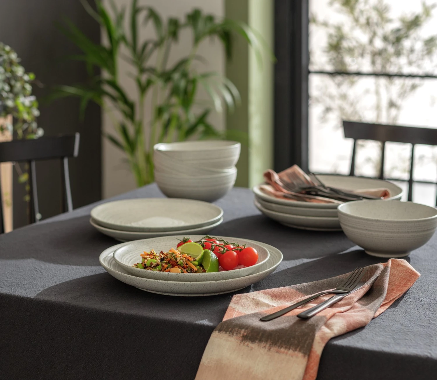 Habitat Textured Ripple 12 Piece Dinner Set - Chalk 2 Habitat Textured Ripple 12 Piece Dinner Set - Chalk - Image 2