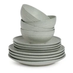 Habitat Textured Ripple 12 Piece Dinner Set - Chalk 10 Habitat Textured Ripple 12 Piece Dinner Set - Chalk -Chic Household Items 9529764 R Z002A