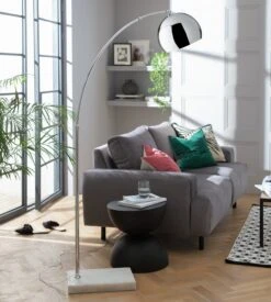 Habitat Nalone Arc Floor Lamp – Chrome & Marble -Chic Household Items 9562415 R Z002C
